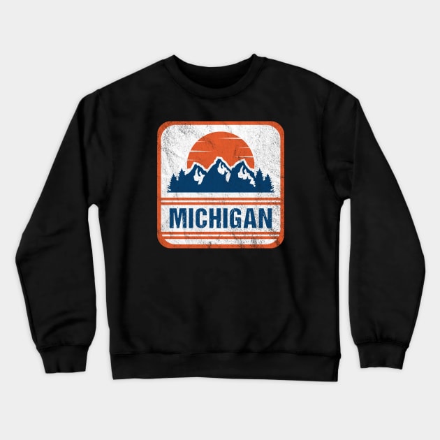 Retro Vintage Michigan USA Mountain Gift for Men Crewneck Sweatshirt by JKFDesigns